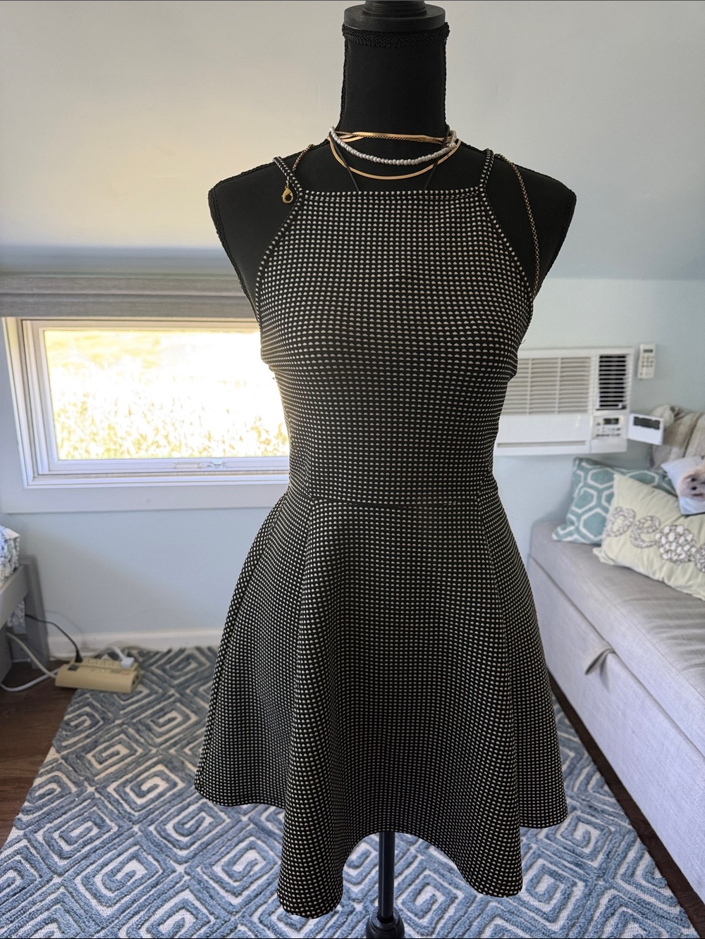 H&M Black and White Fit-and-Flare Dress